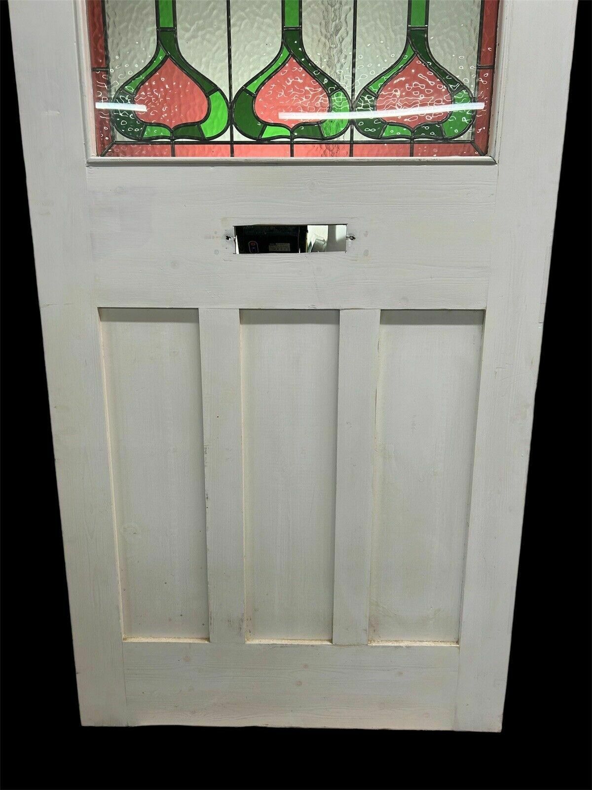 photo for sale Wide Stained Glass Front Door Period Old Reclaimed Antique Wood Leaded 20s 30s