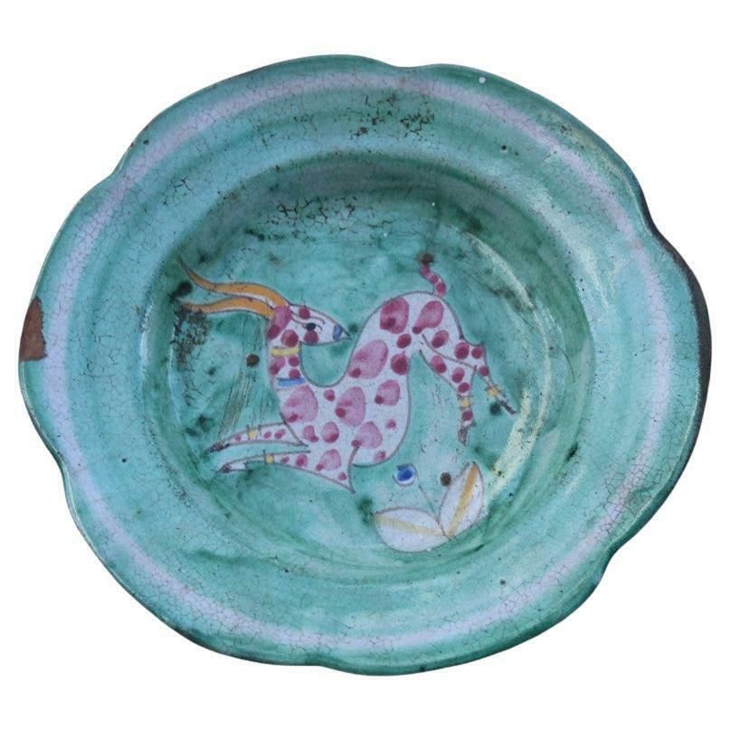 Mid Century Vietri Ceramic Plate Made In Italy With Aries