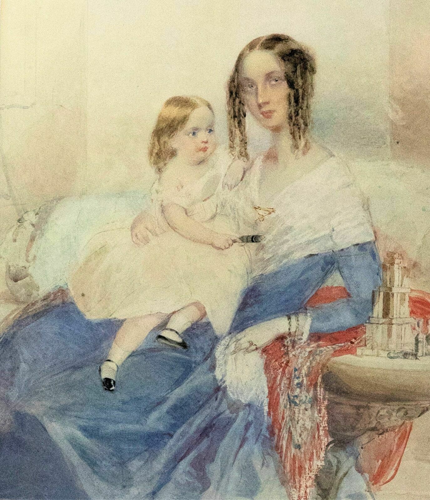 Circle Of George Chinnery   Early 19th Century Watercolour, Mother And Child photo furniture