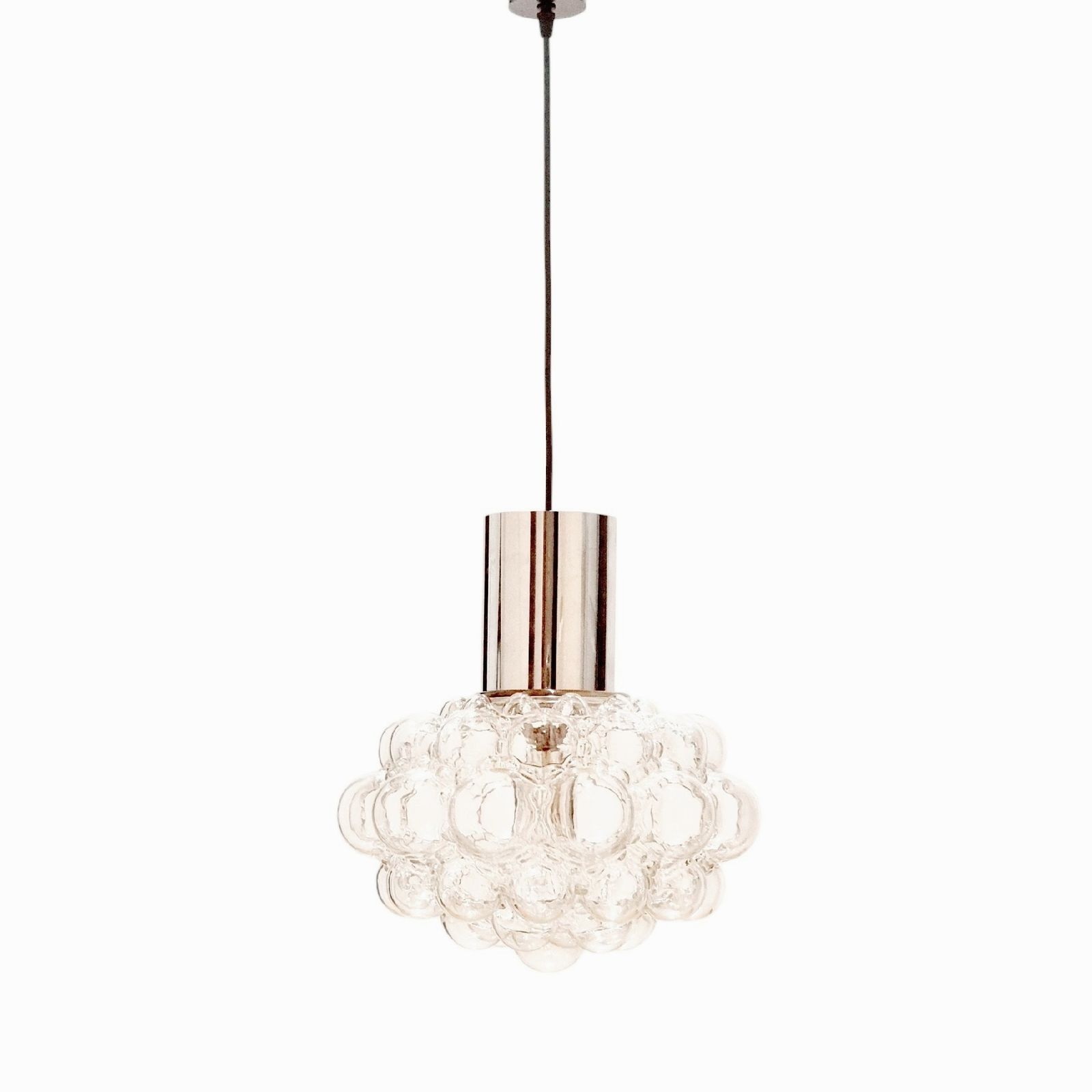 Grote Mid Century Plafondlamp Met Bellenglazuur En Chroom, Door Helena Tynell Voor Limburg, Duitsland, Jaren 1960