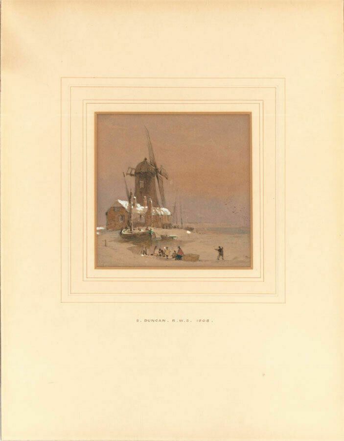Attrib. Edward Duncan Rws (1803 1882)   1868 Watercolour, Norfolk Windmill photo furniture