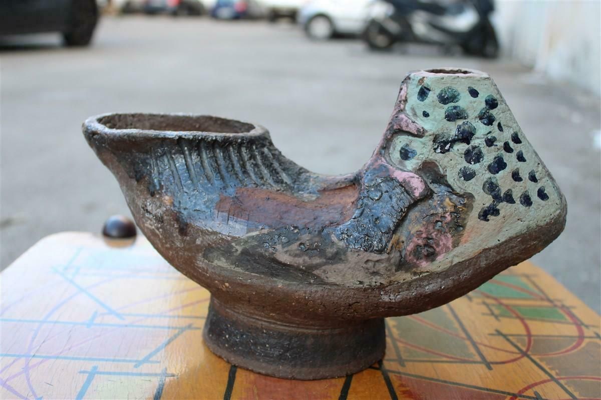 Ceramic Vase Italian Mid Century Sardinian Style Fancello Edina Altara 1950 photo for sale