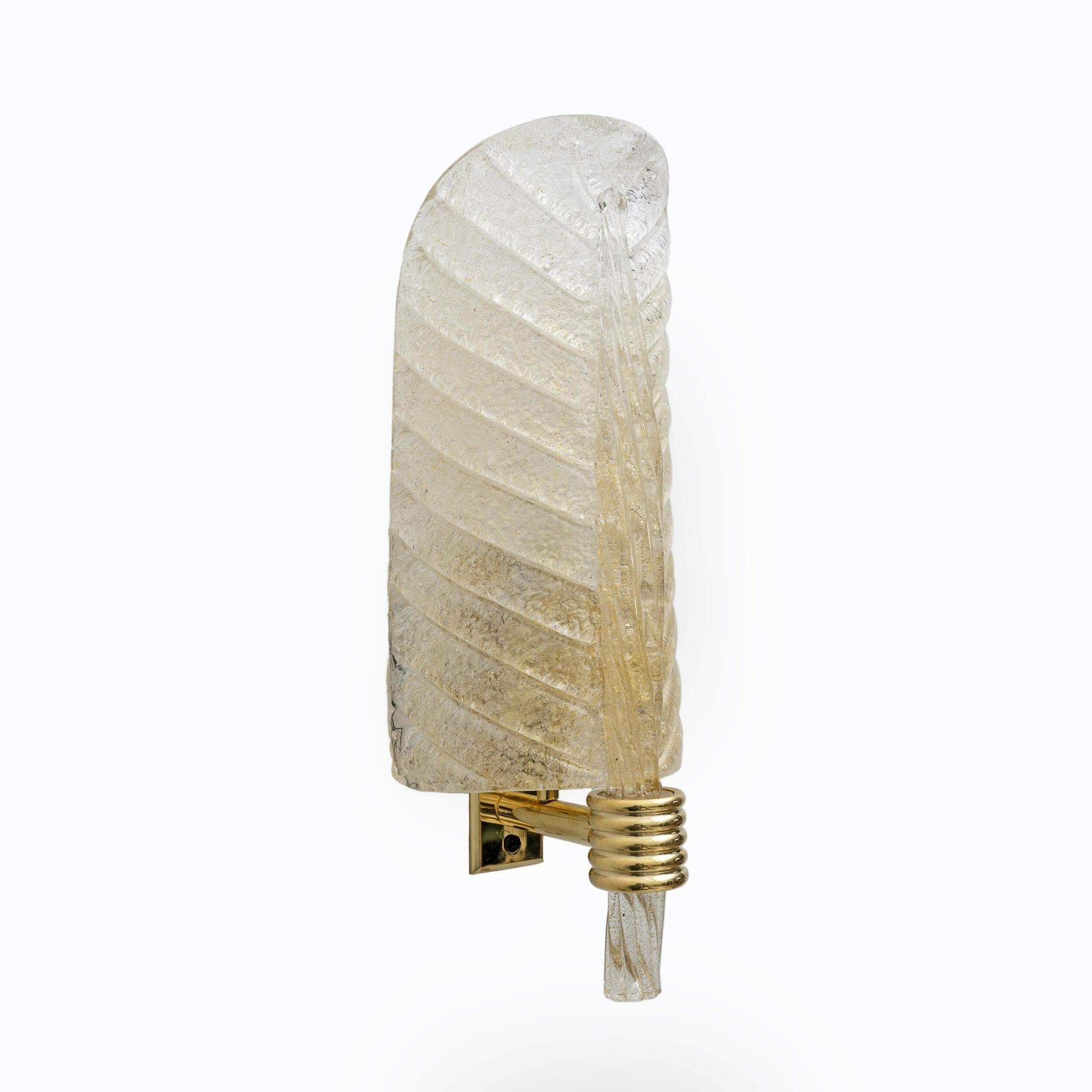 Pair Of Barovier & Toso Style Mid Century "Graniglia" Murano Glass Leaf Sconces photo 2338.0