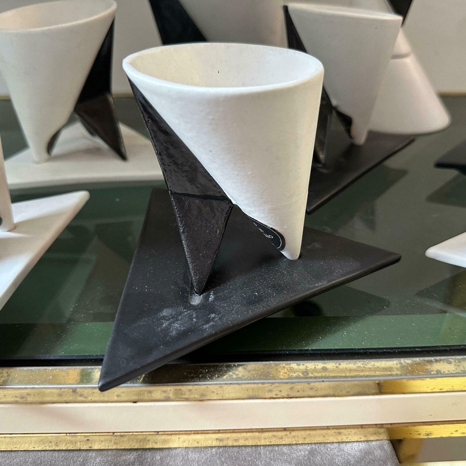 1990s Memphis Milano Style Black And White Coffee Set By Taruschio photo for sale