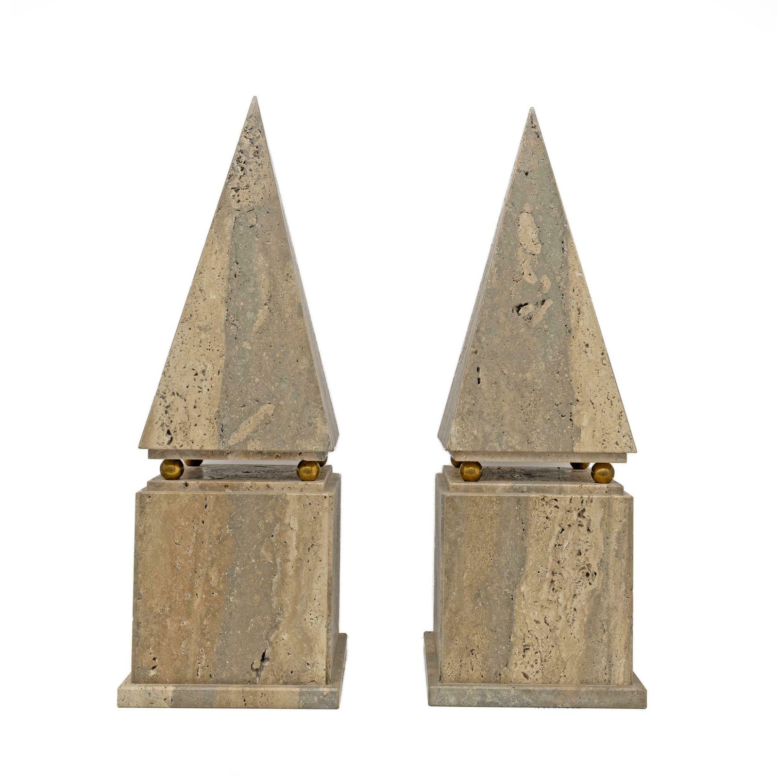 Pair Of Italian Minimalist Roman Travertine Obelisk, Italy, 1970 photo furniture