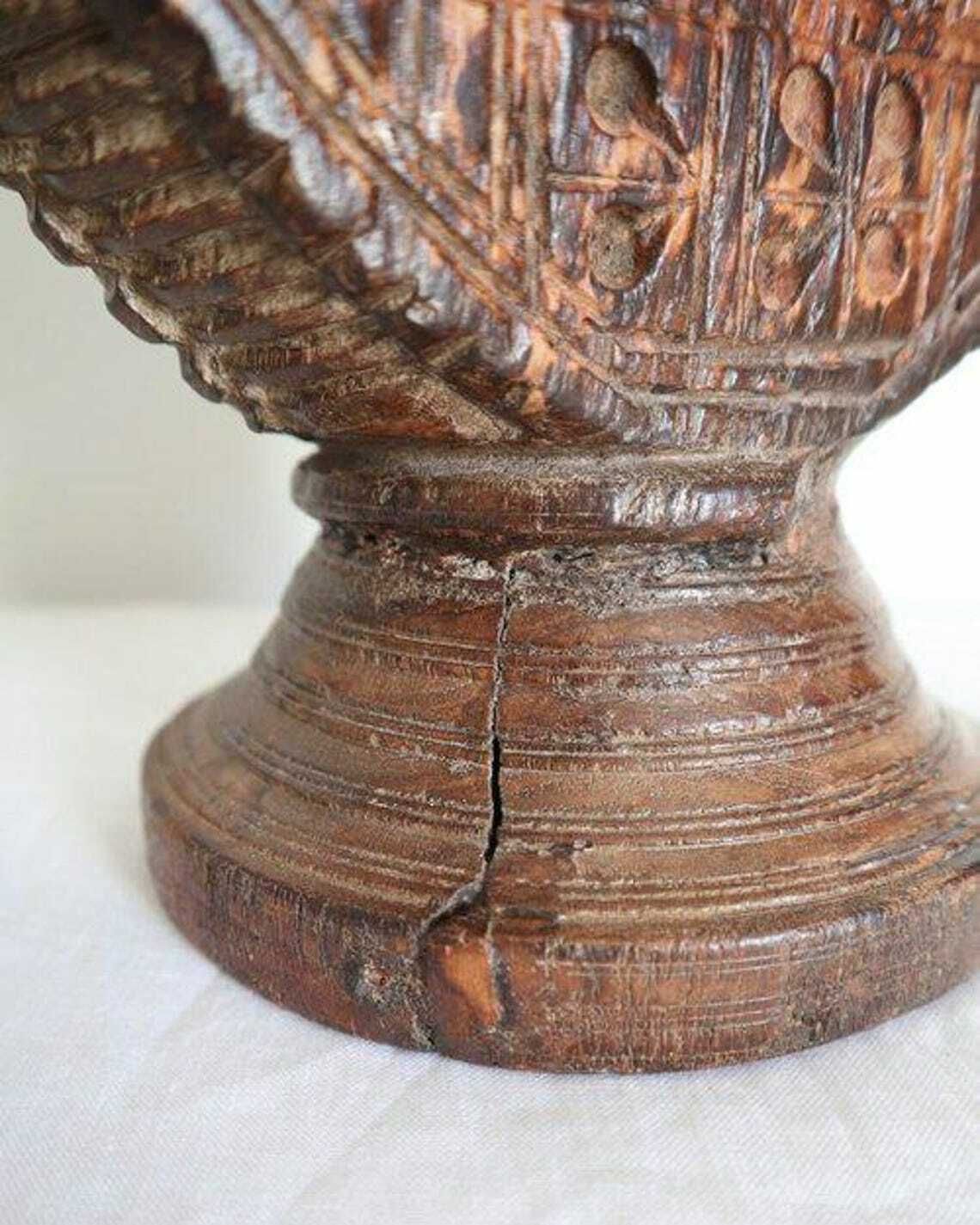 Mid 19th Century Indian Hand Carved Wooden Rice Separator photo Home Decor
