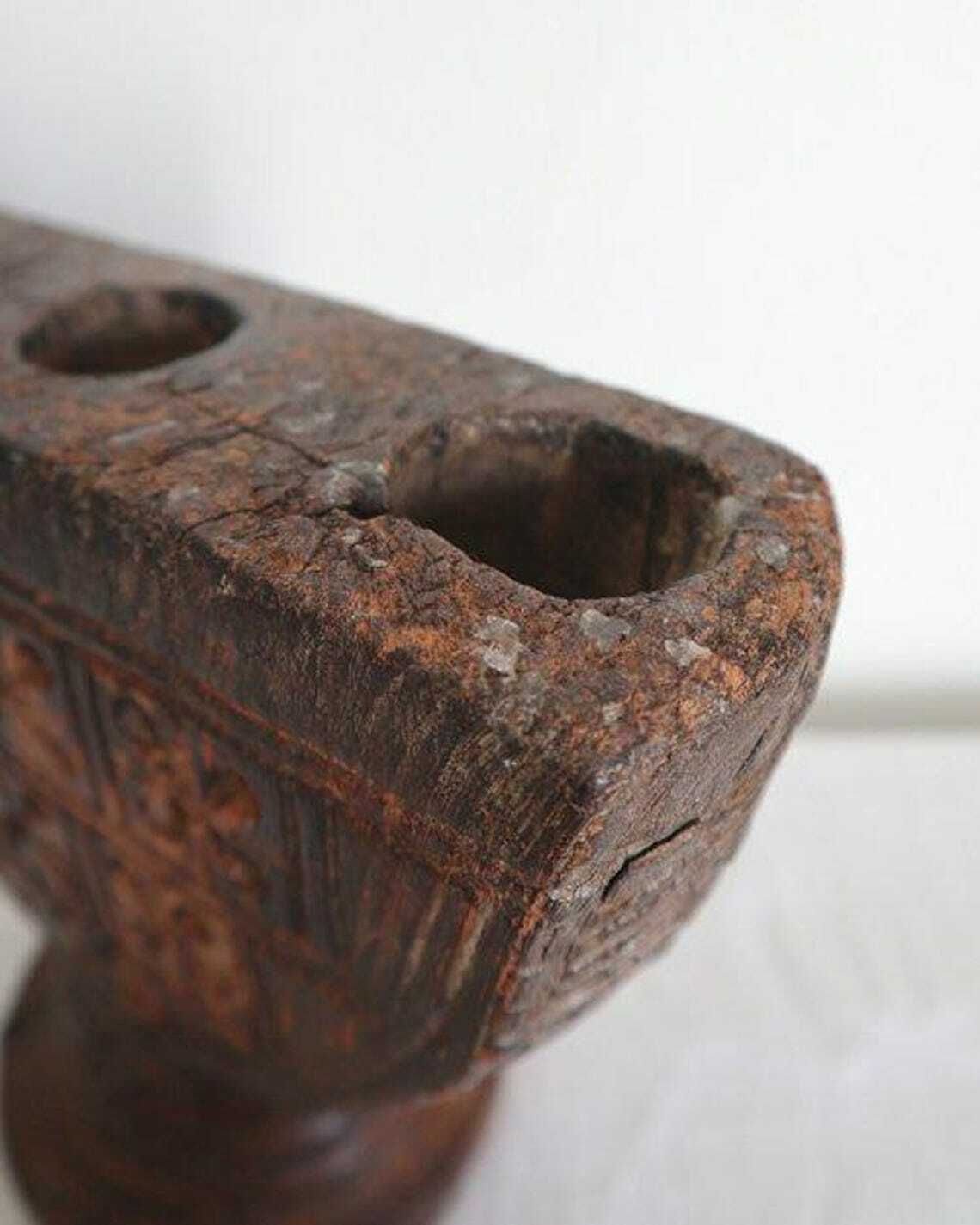 Mid 19th Century Indian Hand Carved Wooden Rice Separator photo vintage
