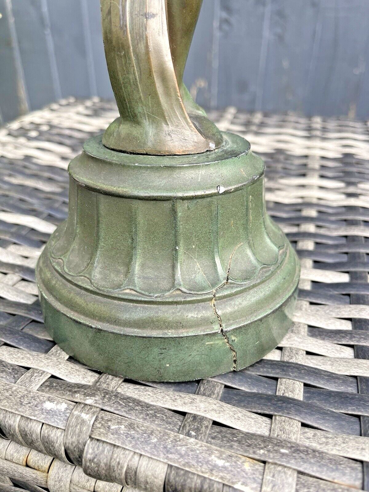 Original Antique Art Deco 30's French Bronze Spelter Nude Lady Maiden Lamp Base photo buy