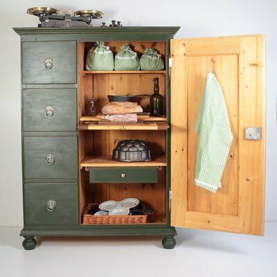 Folk Kitchen Pantry Cabinet And Chair, Bohemia, 1890s, Set Of 18 photo furniture