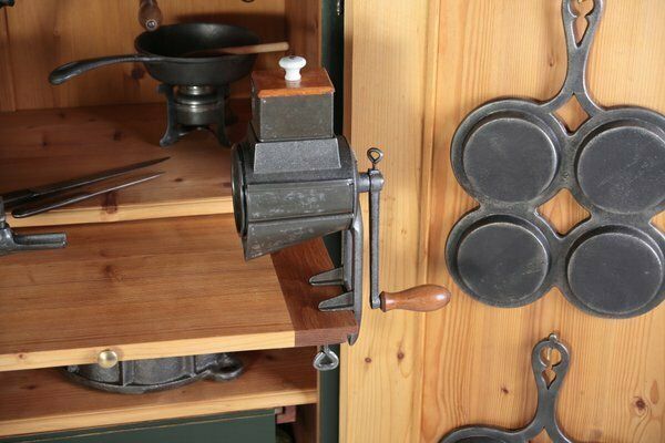 photo vinterior Folk Kitchen Pantry Cabinet And Chair, Bohemia, 1890s, Set Of 18