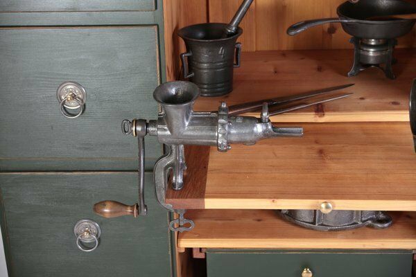 photo buy Folk Kitchen Pantry Cabinet And Chair, Bohemia, 1890s, Set Of 18