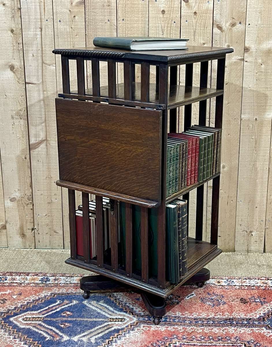 Revolving Bookcase With Its Oak Lectern From The Early 20th Century photo furniture