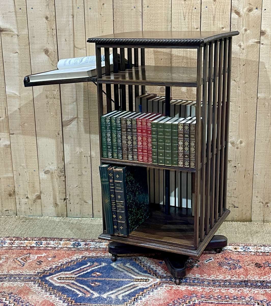 photo for sale Revolving Bookcase With Its Oak Lectern From The Early 20th Century