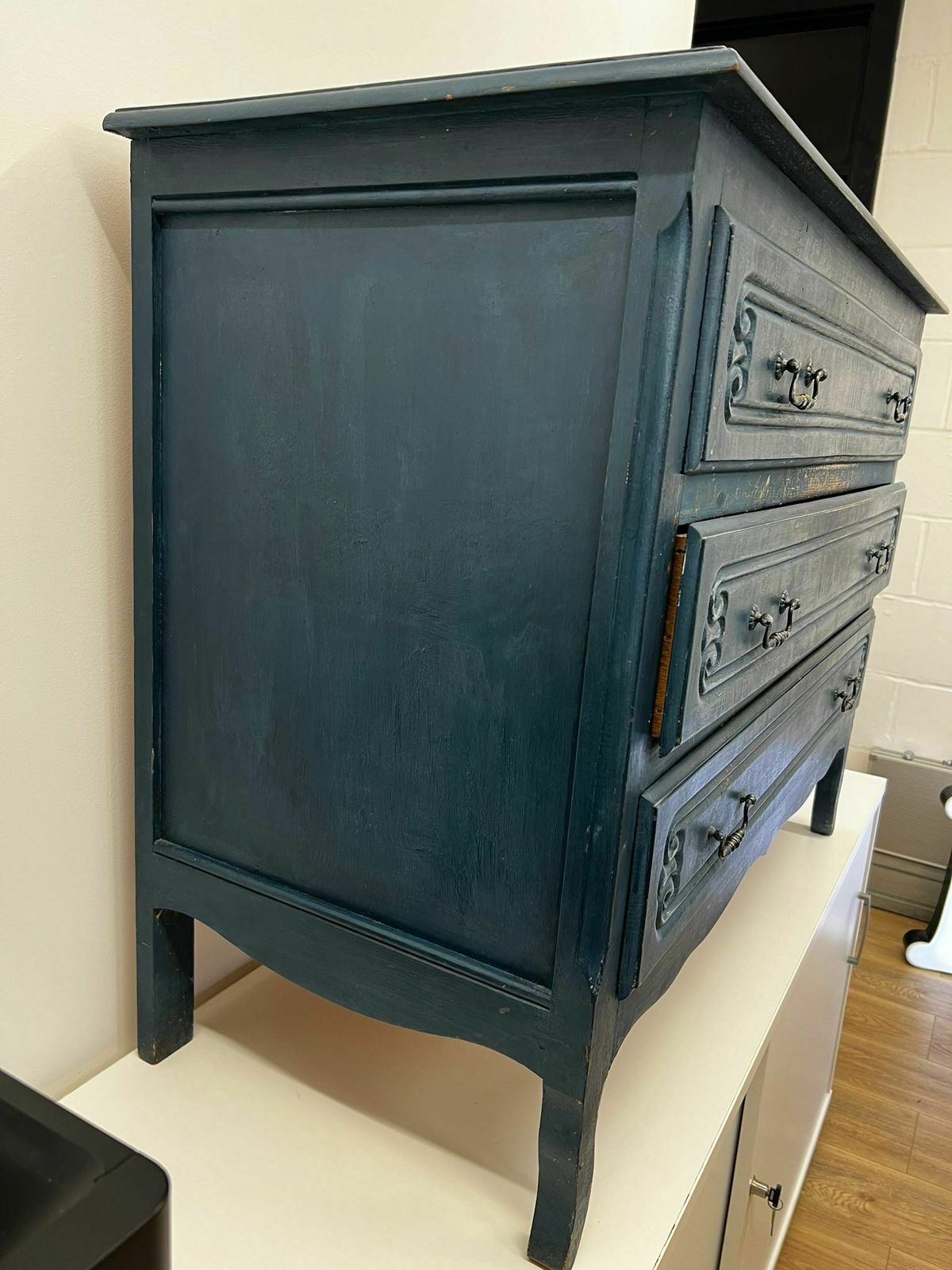 Distressed 3 Drawer Chest In Dark Vintage Teal photo 300.0