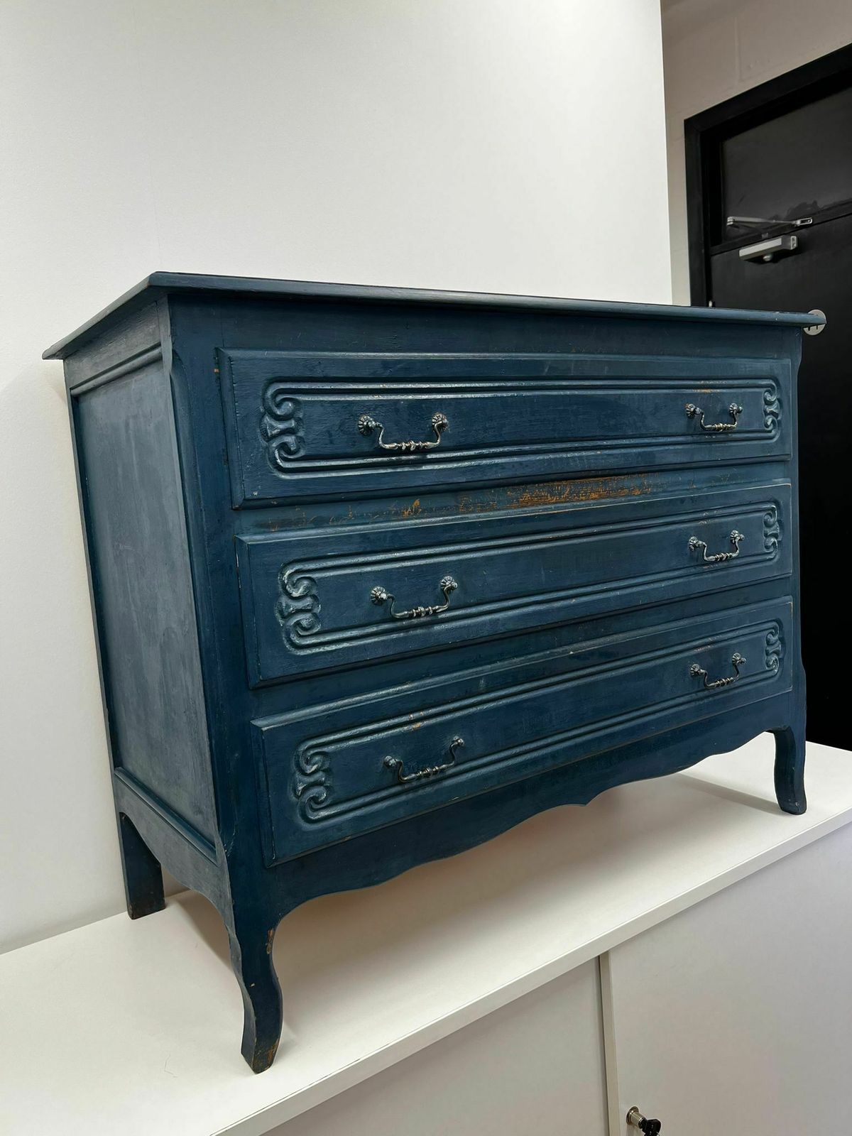 Distressed 3 Drawer Chest In Dark Vintage Teal photo buy