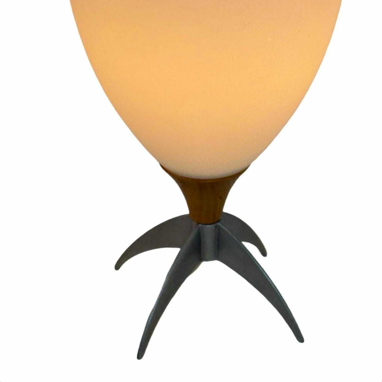 Vintage   Glass Mushroom Lamp On Metal And Wooden Base   Ca. 1980's   Available As Set photo furniture