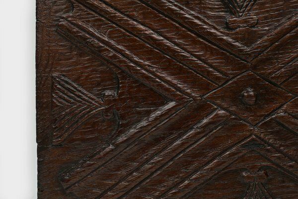 16th Century Gothic Sculpted Oak Panel, Belgium photo Art