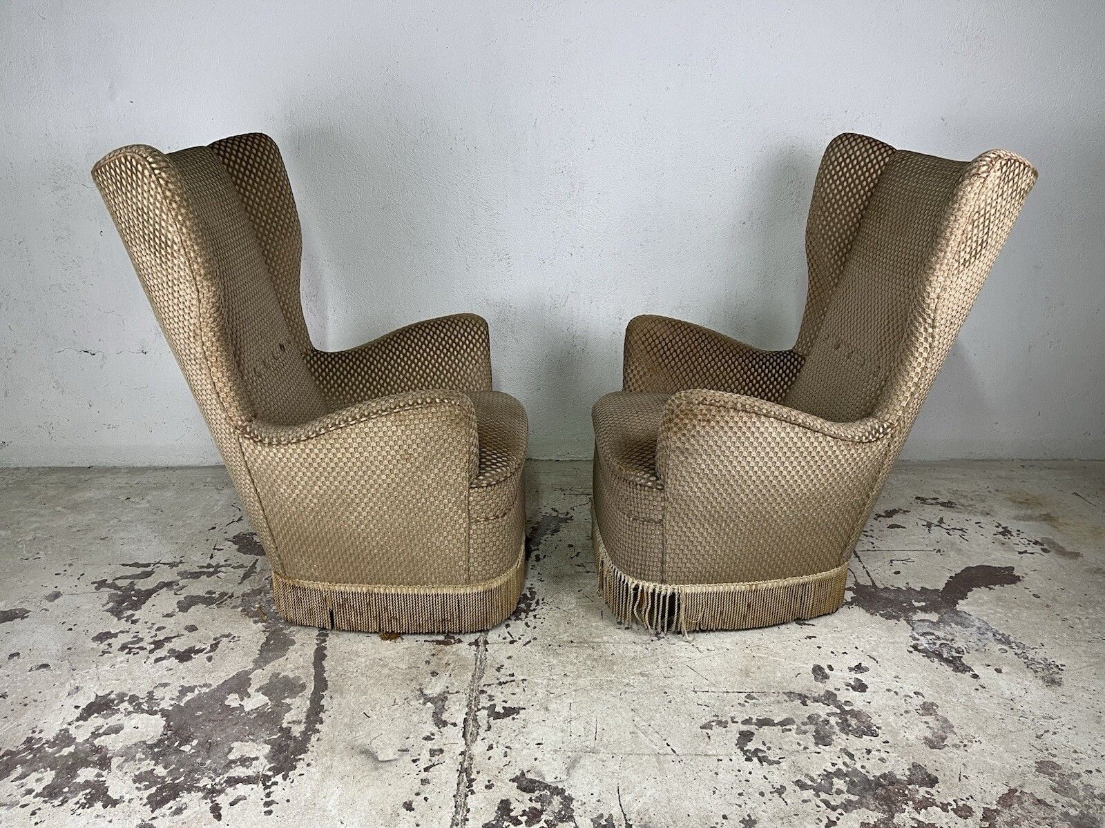 Pair Of Original Fabric Armchairs Gio Ponti 1950’s Vintage Design photo vintage