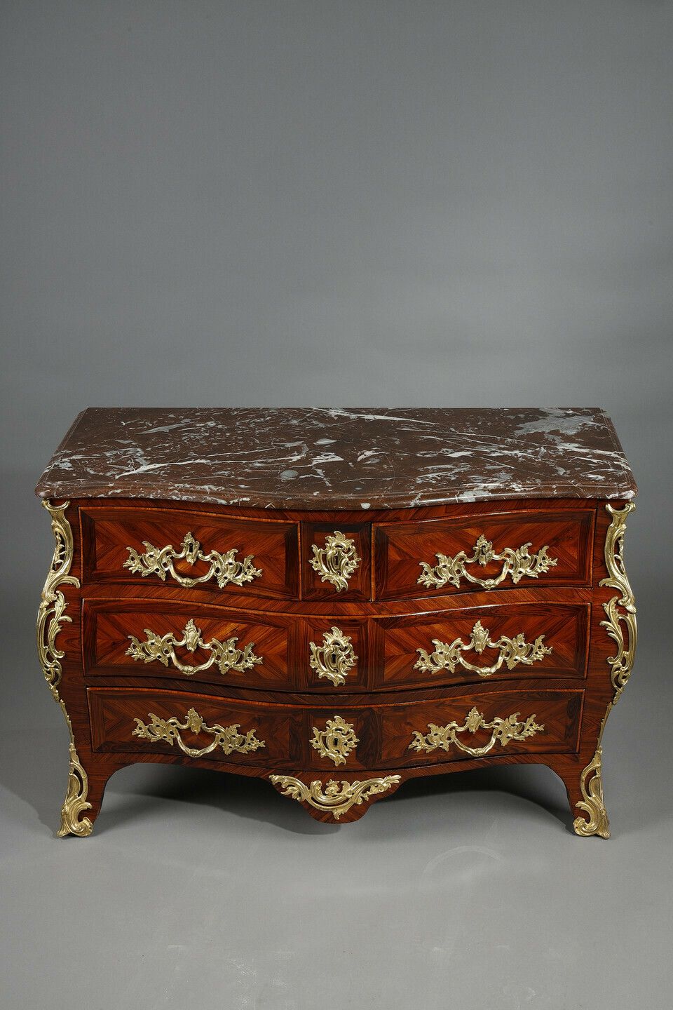 Commode Tombeau In Violet Wood Veneer Stamped With Lapie