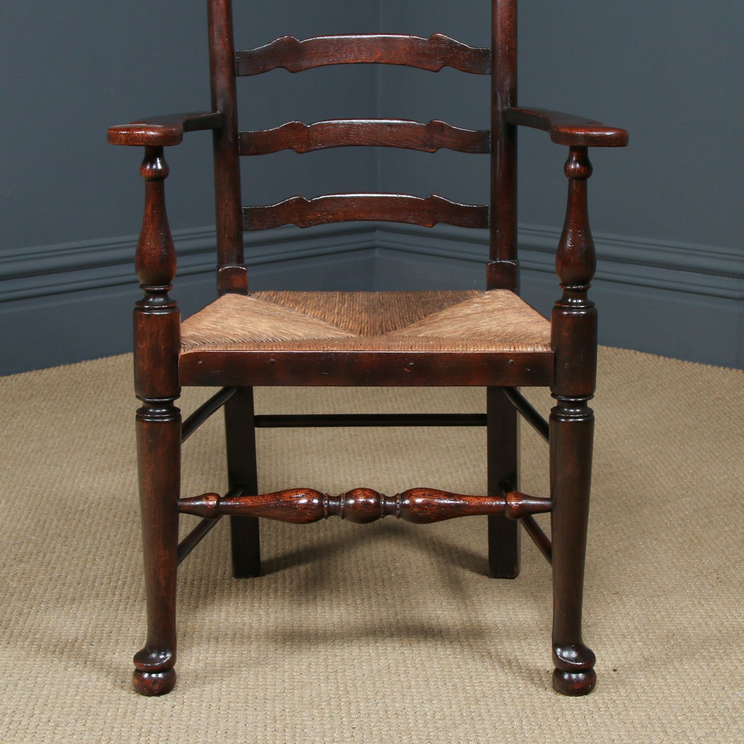 English Large Victorian Ash & Elm Lancashire Spindle Back Country Farmhouse Kitchen Dining Armchair / Chair (Circa 1890) photo Furniture