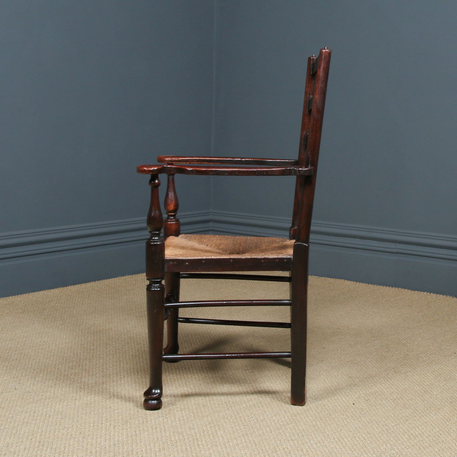 photo furniture English Large Victorian Ash & Elm Lancashire Spindle Back Country Farmhouse Kitchen Dining Armchair / Chair (Circa 1890)