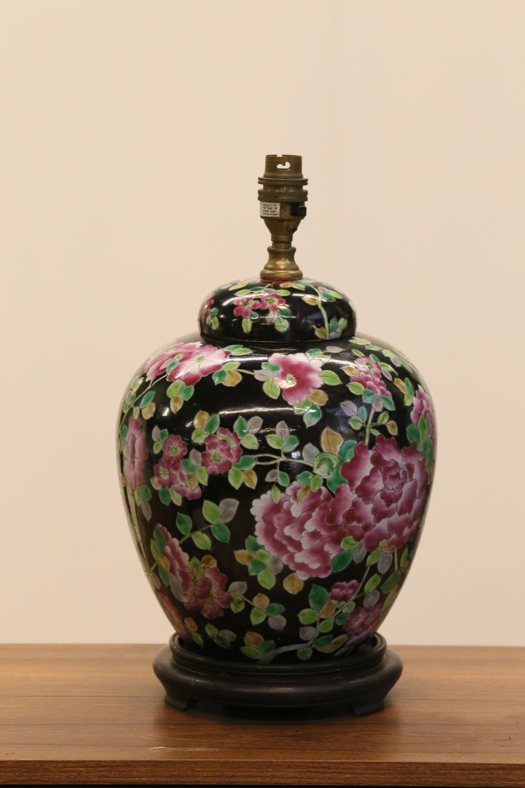 Lighting Chinese Antique Porcelain Lamp With Floral Motif   51cm Height photo