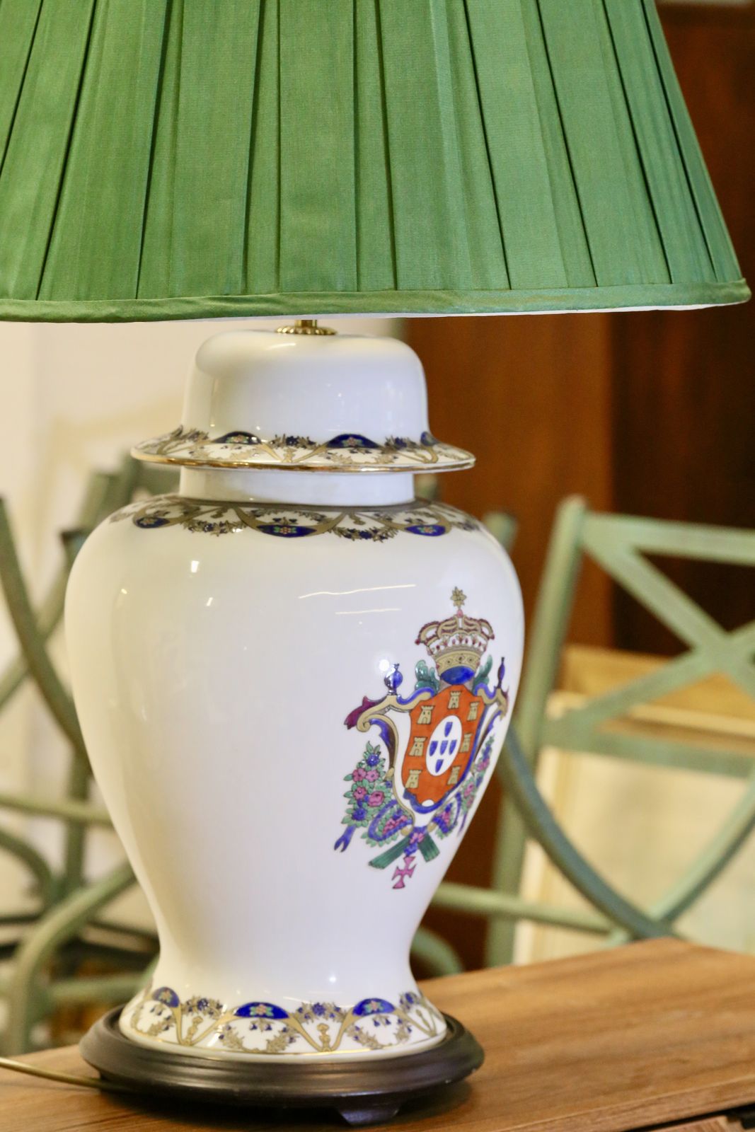 Antique Chinese Porcelain Lamp With Armorial Design   51cm Height photo for sale