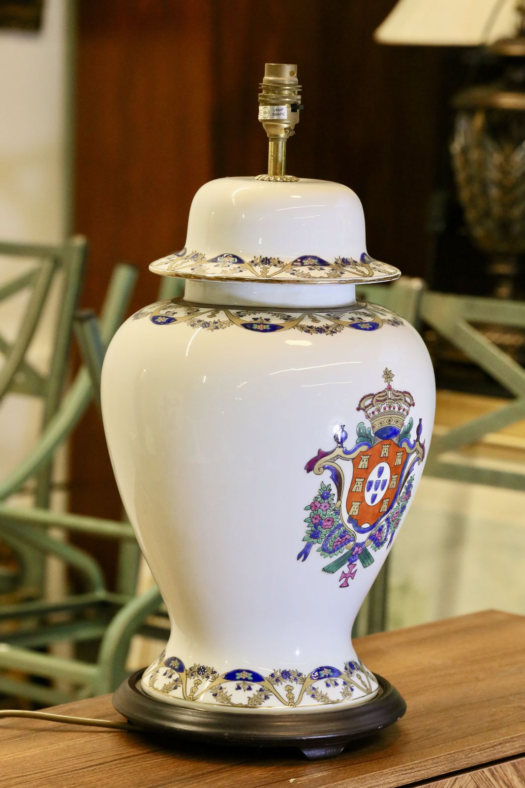 Antique Chinese Porcelain Lamp With Armorial Design   51cm Height photo buy