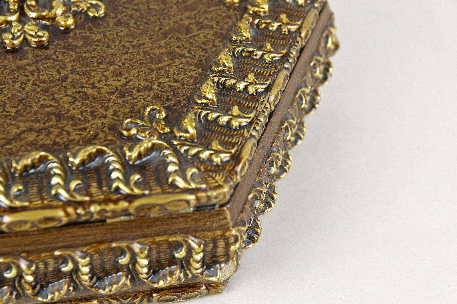 photo for sale Hexagonal 19th Century Wooden Jewelry Box, Handpainted, Austria Ca. 1890