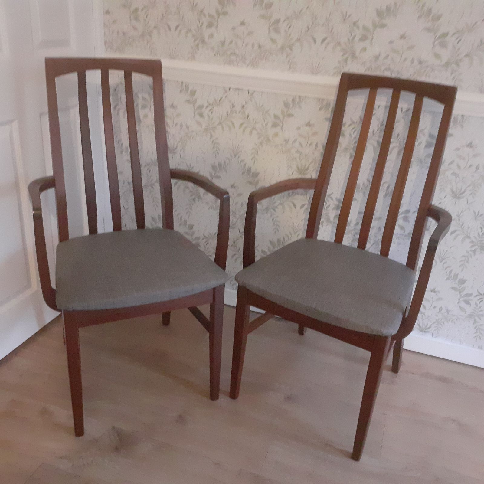 photo for sale 2 X William Lawrence Mid Century Teak Carver Dining Chairs