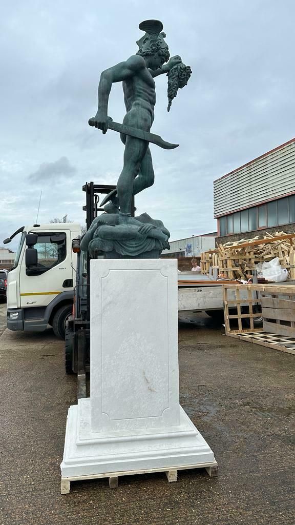 photo for sale Bronze Perseus Medusa Statue, Sat On A Marble Base