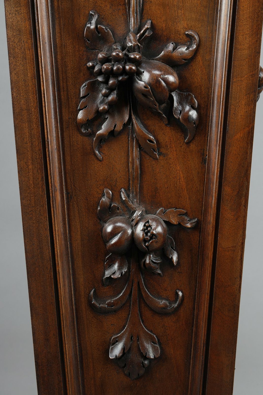 photo buy Pair Of Carved Molded Walnut Sellettes With Fruit And Plant Decorations