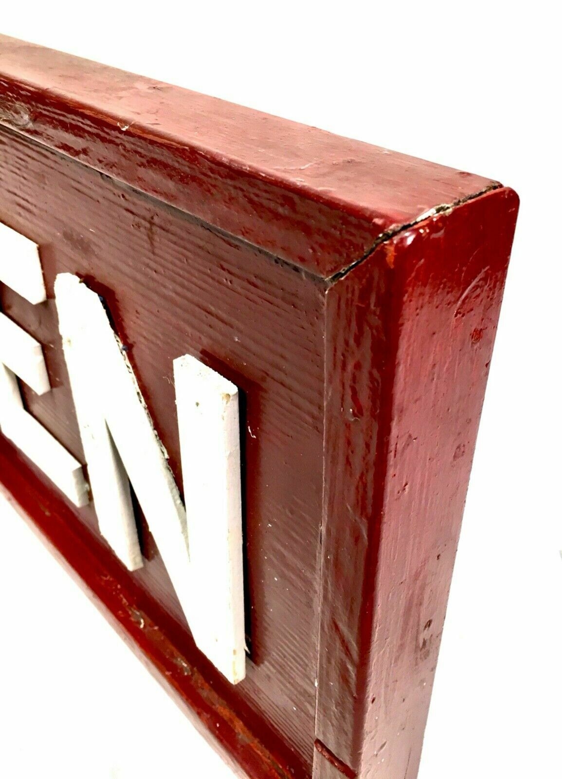 Antique Large Gentlemen Wooden Toilet Sign / Wall Mounted / Red & White photo vinterior