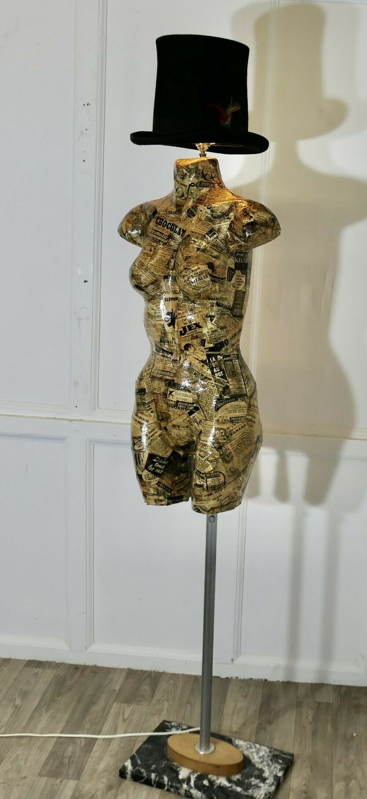 French Mannequin Decoupage Sculpture, Floor Lamp photo furniture