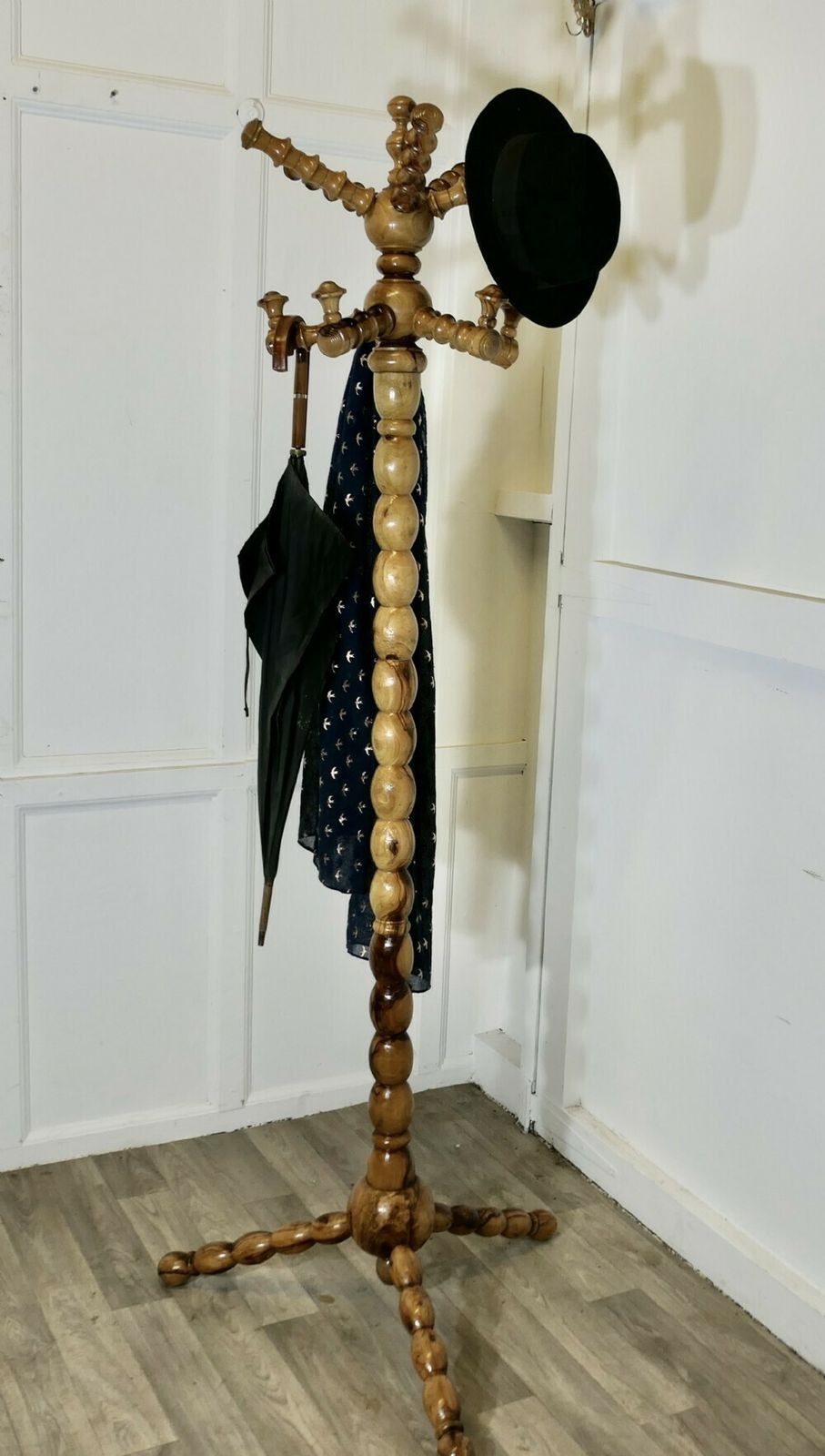 Bobbin Turned Yew Wood Hall Stand For Hats Coats And Umbrellas photo buy