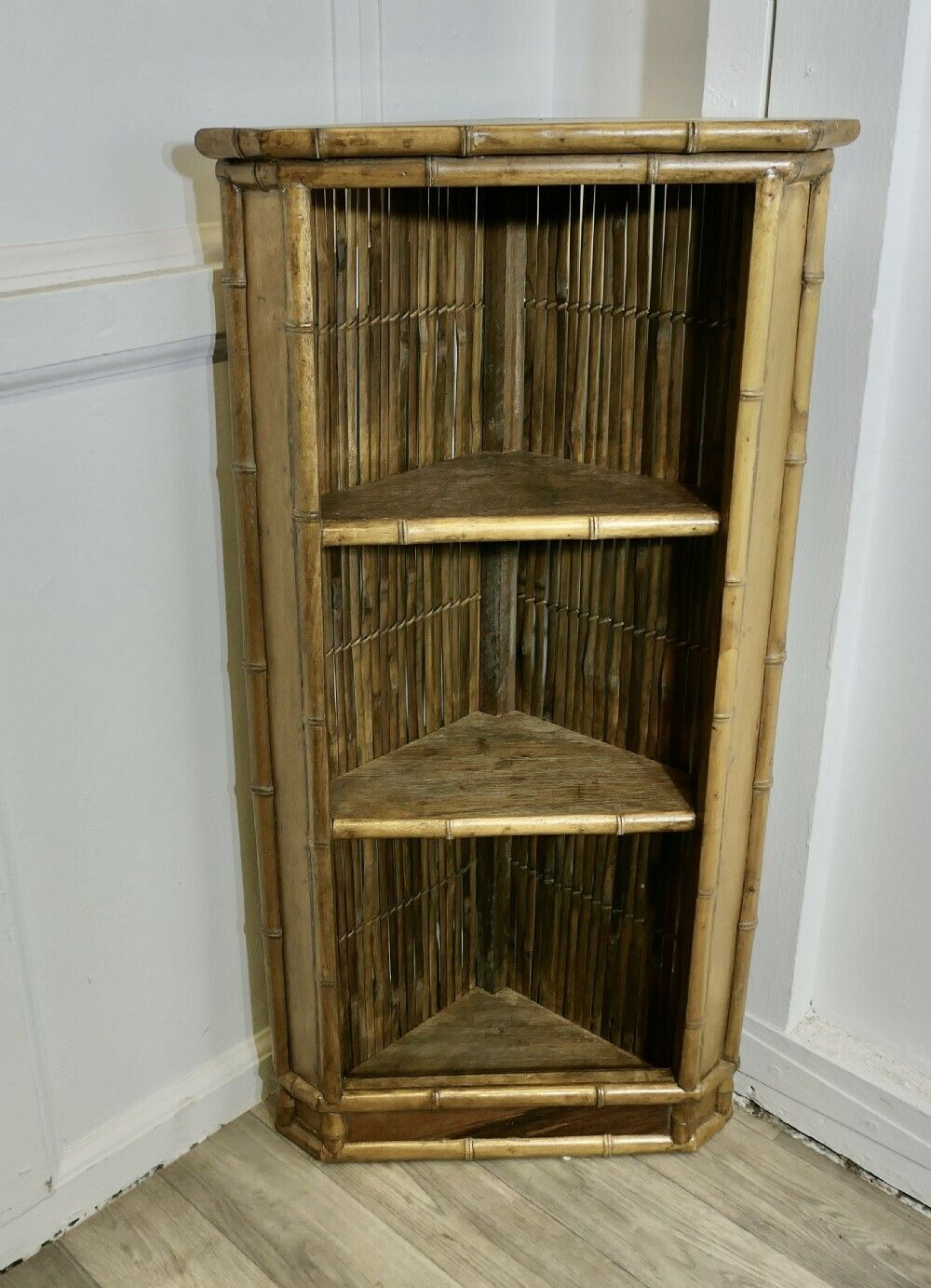 Victorian Bamboo Corner Unit With Open Shelves photo for sale