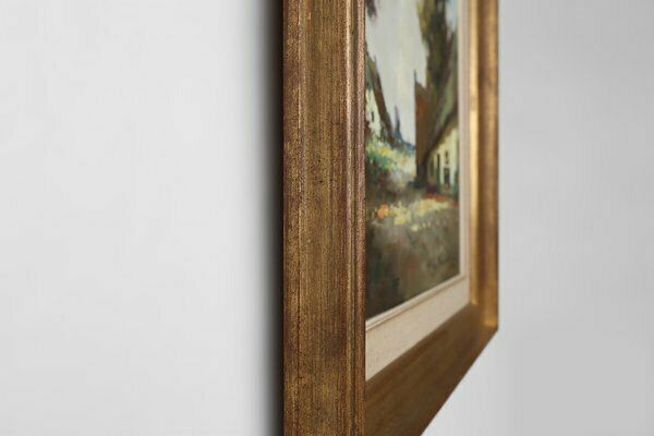 photo furniture Belgian Artist, Farm Scene, 1950s, Oil On Canvas, Framed