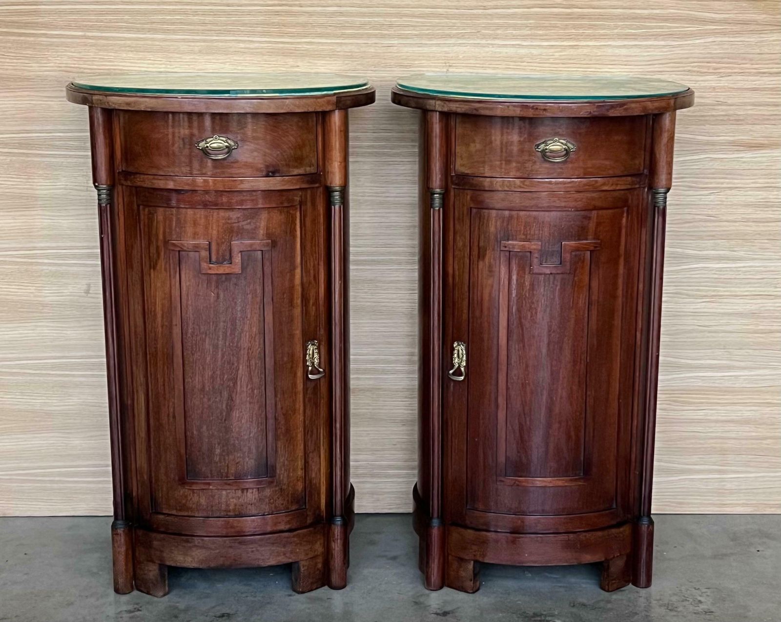 1890 Biedermeier Style Drum Tables With Drawer And Door photo furniture