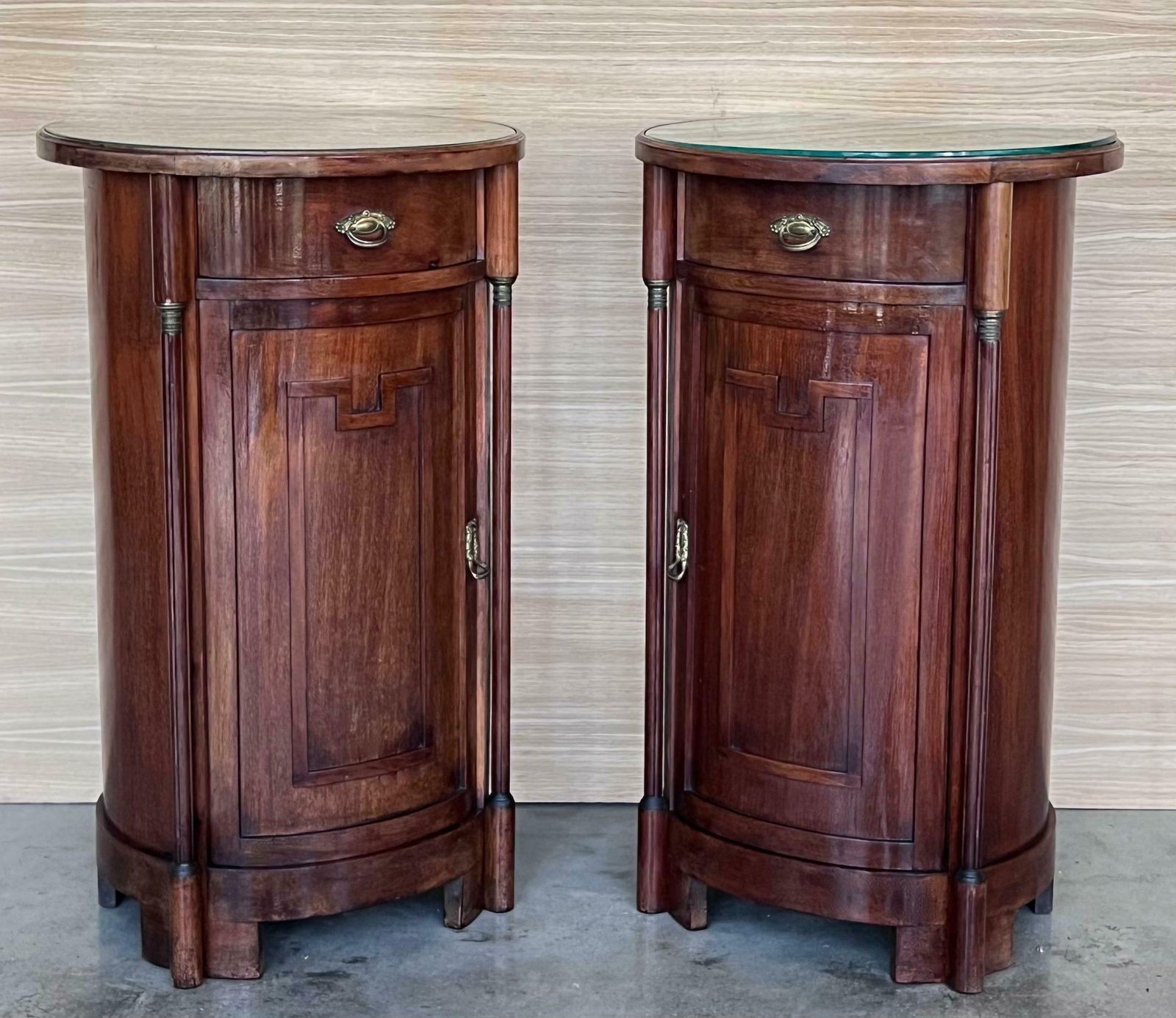 1890 Biedermeier Style Drum Tables With Drawer And Door photo for sale