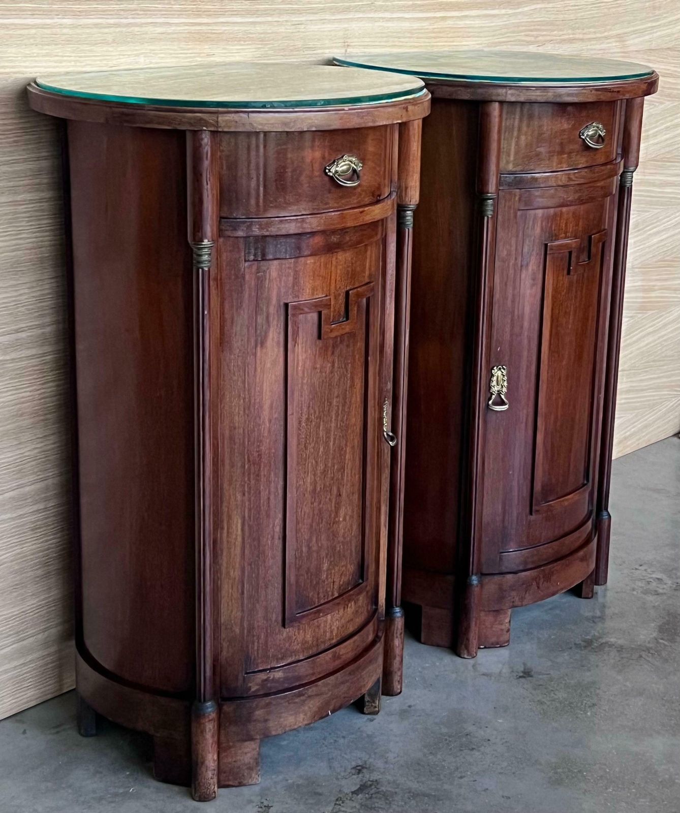 1890 Biedermeier Style Drum Tables With Drawer And Door photo 3445.0
