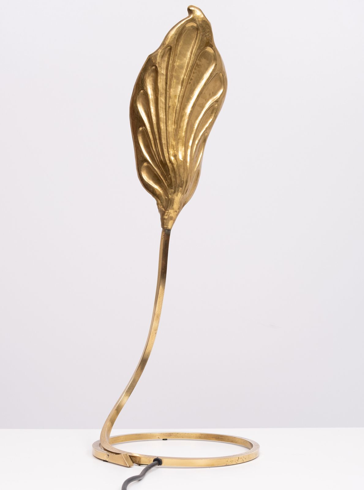 Pair Brass Leaf Table Lamps Design By Carlo Giorgi & Tommaso Barbi 1970s photo vinterior