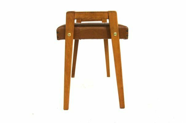 Scandinavian Ottoman In Leatherette, Sweden, 1950 photo furniture