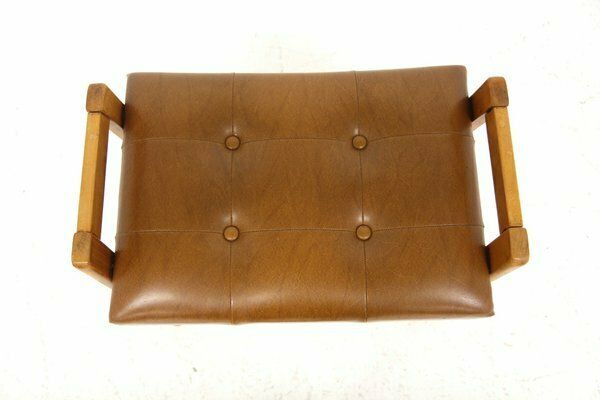 Scandinavian Ottoman In Leatherette, Sweden, 1950 photo Furniture