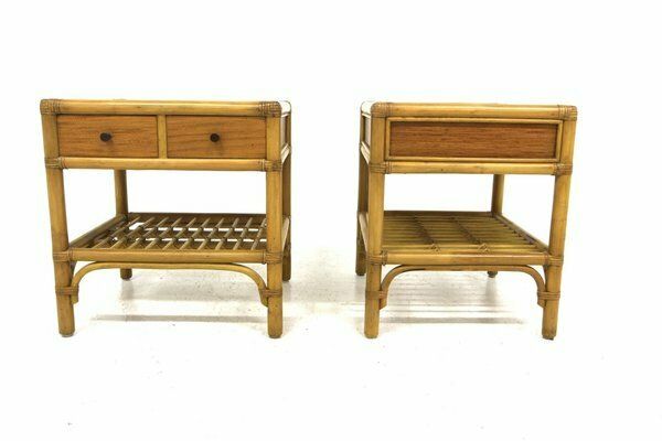Rattan Bedside Tables From Dux, Sweden, 1960s, Set Of 2 photo Furniture