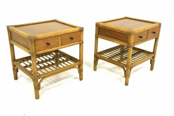 Rattan Bedside Tables From Dux, Sweden, 1960s, Set Of 2 photo vinterior