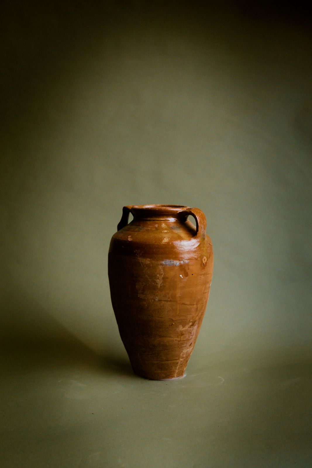 Earthen Anatolian Glazed Jar With Twin Handles For Mediterranean Interiors photo Home Decor