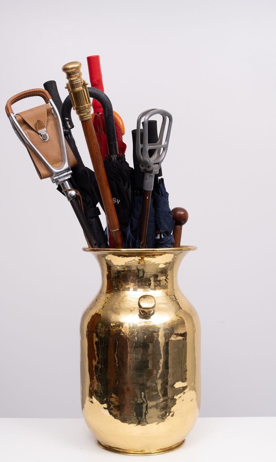 Handmade Brass Umbrella Stand By Samex Italy 1970s photo for sale