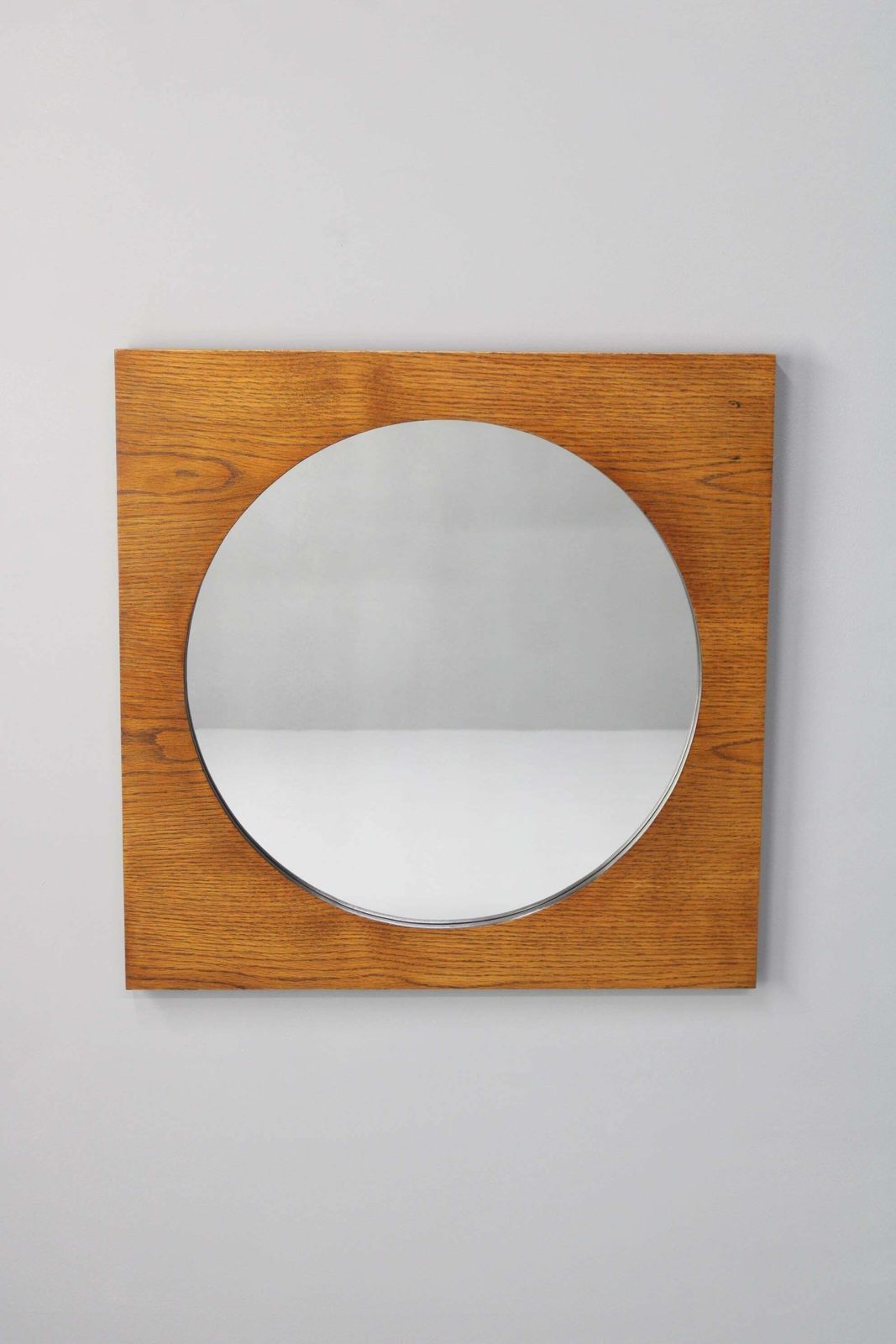 1970s Pair Of Oak Large Square Mirrors, Czechoslovakia photo Home Decor