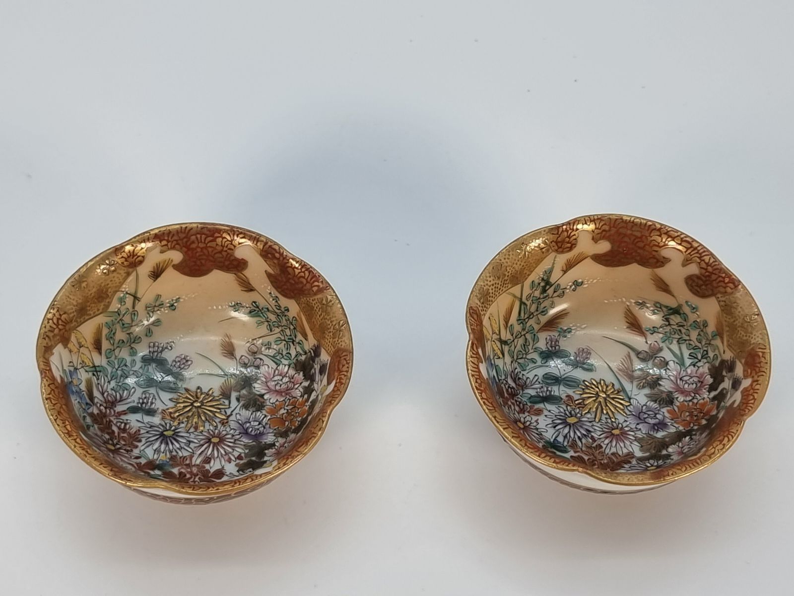 A Pair Of Japanese Meiji Period Miniature Porcelain Kutani Ware Bowls, Circa 1880 photo 1450.0