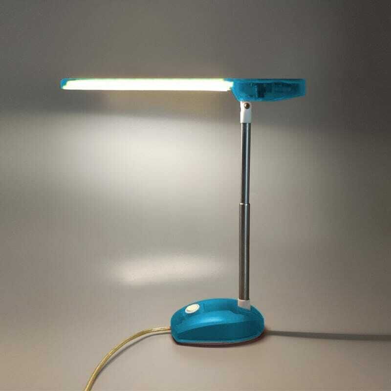 photo for sale 1990s Gorgeous Blue Table Lamp "Microlight" By Ernesto Gismondi For Artemide. Made In Italy